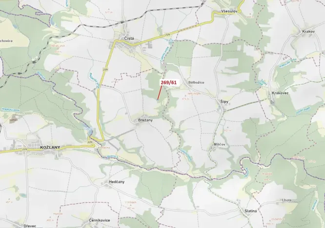 Dražba lesa, Břežany, 425 m2