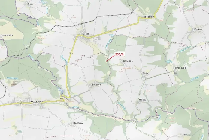 Dražba lesa, Břežany, 9 m2