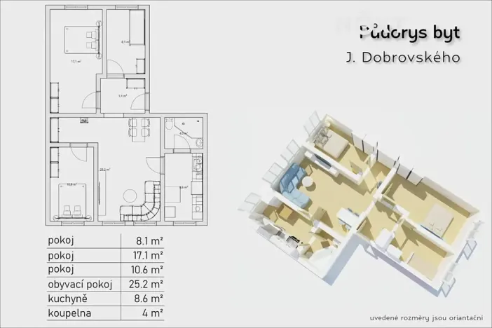 Prodej bytu 4+1, České Budějovice, J. Dobrovského, 73 m2