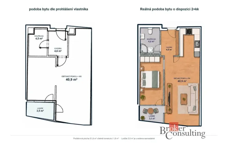 Prodej bytu 2+kk, Praha - Košíře, Pod radnicí, 52 m2