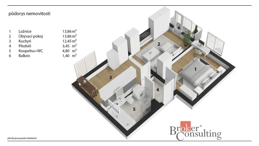Pronájem bytu 2+1, Chvaletice, Smetanova, 52 m2