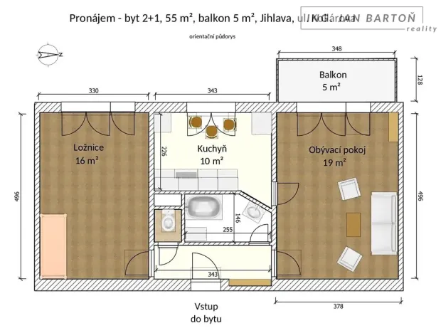 Pronájem bytu 2+1, Jihlava, Kollárova, 55 m2
