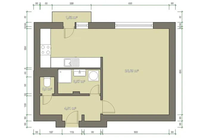 Prodej bytu 1+kk, Brno, Křídlovická, 35 m2