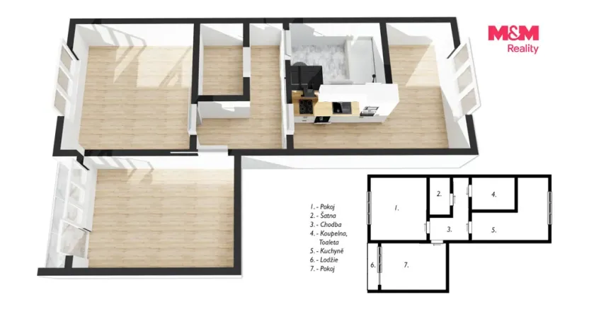 Prodej bytu 2+1, Jílové - Kamenná, Školní, 59 m2