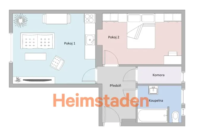 Pronájem bytu 2+kk, Ostrava - Kunčičky, Vratimovská, 47 m2