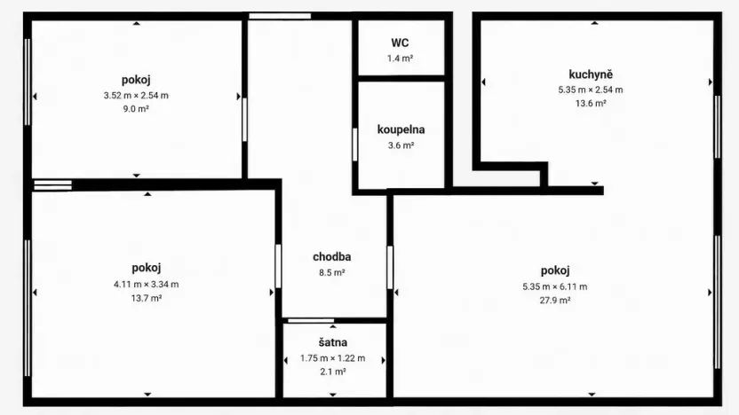 Pronájem bytu 3+1, Slaný, Arbesova, 62 m2