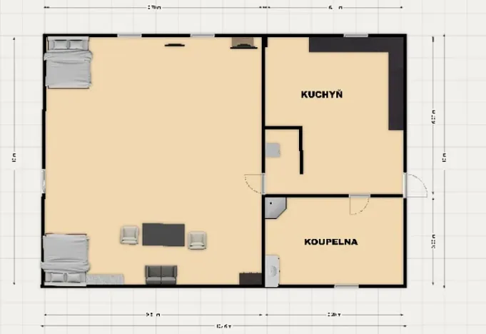 Pronájem bytu 1+kk, Městečko, 70 m2