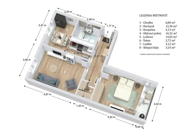 Prodej bytu 2+1, Brno, ulice Čoupkových, 60 m2