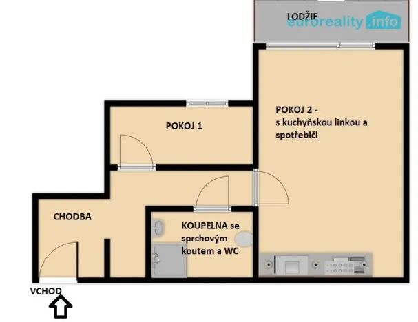 Pronájem bytu 2+kk, Strakonice, U Zahrádek, 46 m2