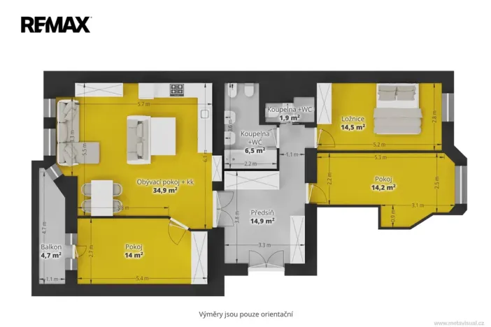 Pronájem bytu 4+kk, Praha - Dejvice, Kafkova, 103 m2