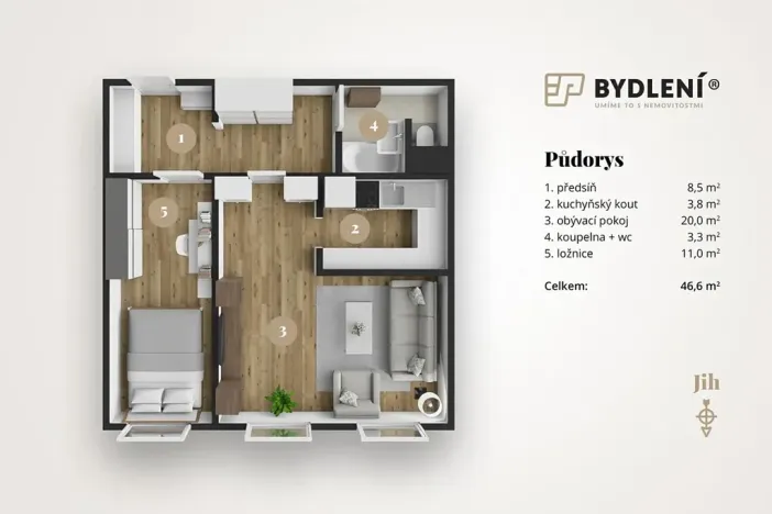 Pronájem bytu 2+kk, Teplice, Prosetická, 46 m2