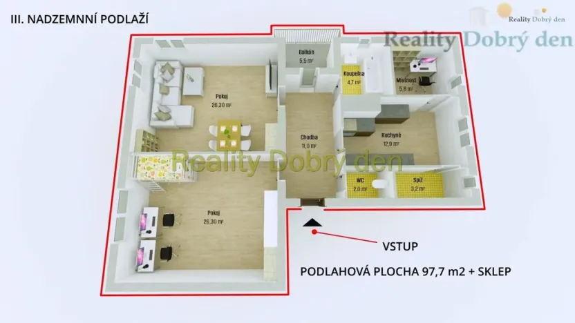 Prodej bytu 3+1, Opava, Máchova, 92 m2