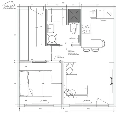 Pronájem bytu 2+kk, Praha - Radlice, Nad Konvářkou, 52 m2