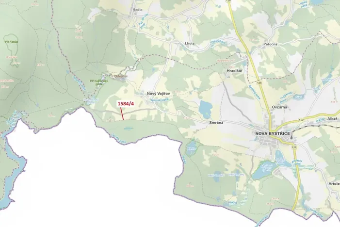Dražba lesa, Nová Bystřice, 260 m2