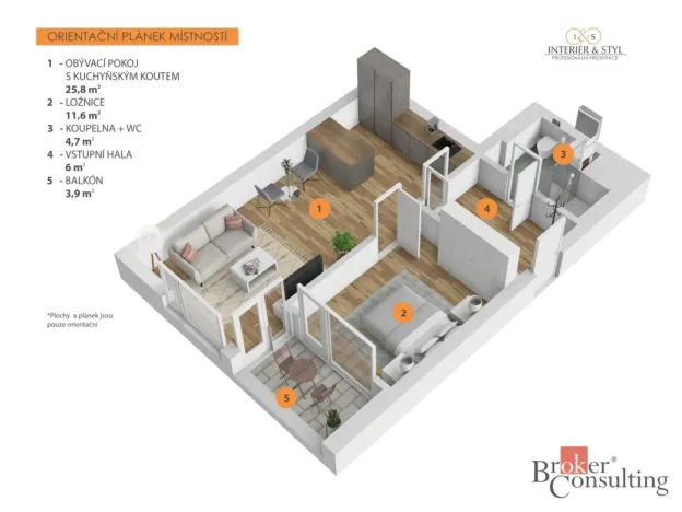 Pronájem bytu 2+kk, Praha - Smíchov, Plzeňská, 51 m2