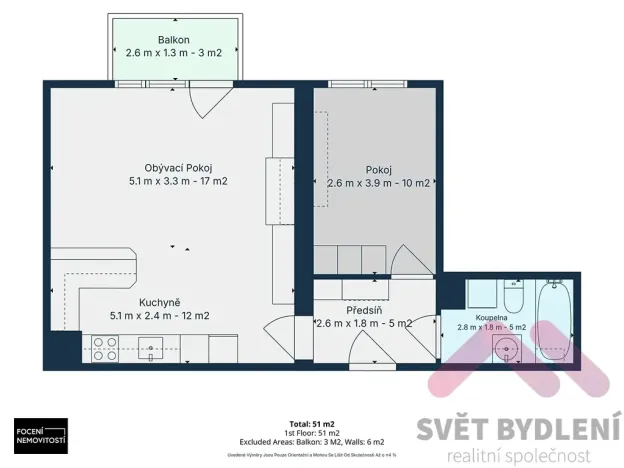 Pronájem bytu 2+kk, Praha - Krč, Tavolníková, 51 m2