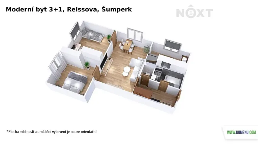 Pronájem bytu 3+1, Šumperk, Reissova, 58 m2