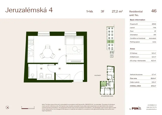 Prodej bytu 1+kk, Praha, Jeruzalémská, 26 m2