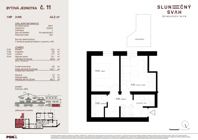 Prodej bytu 2+kk, Špindlerův Mlýn - Bedřichov, 41 m2