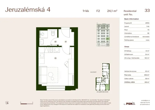 Prodej bytu 1+kk, Praha, Jeruzalémská, 23 m2
