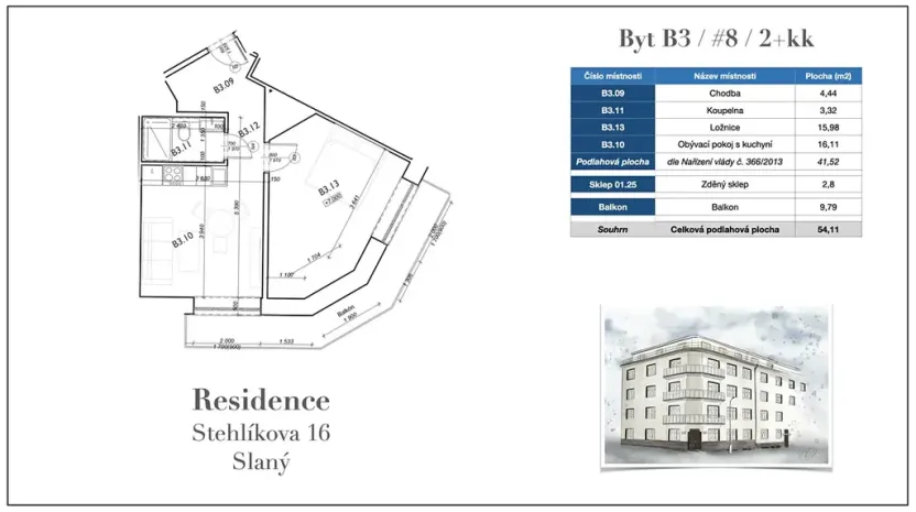 Prodej bytu 2+kk, Slaný, Stehlíkova, 54 m2