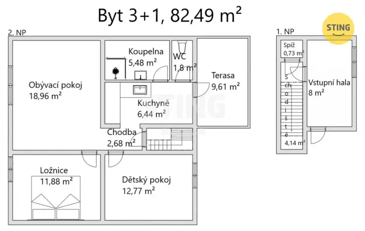Prodej historického objektu, Zlín, Zálešná I, 82 m2