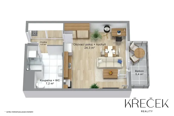 Pronájem bytu 1+kk, Třebíč, Modřínová, 37 m2