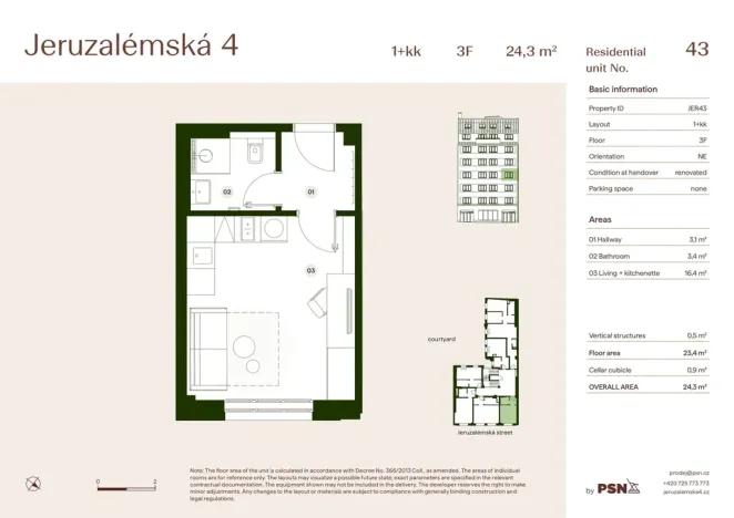 Prodej bytu 1+kk, Praha, Jeruzalémská, 23 m2