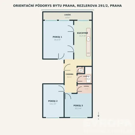 Prodej bytu 3+1, Praha - Petrovice, Rezlerova, 71 m2