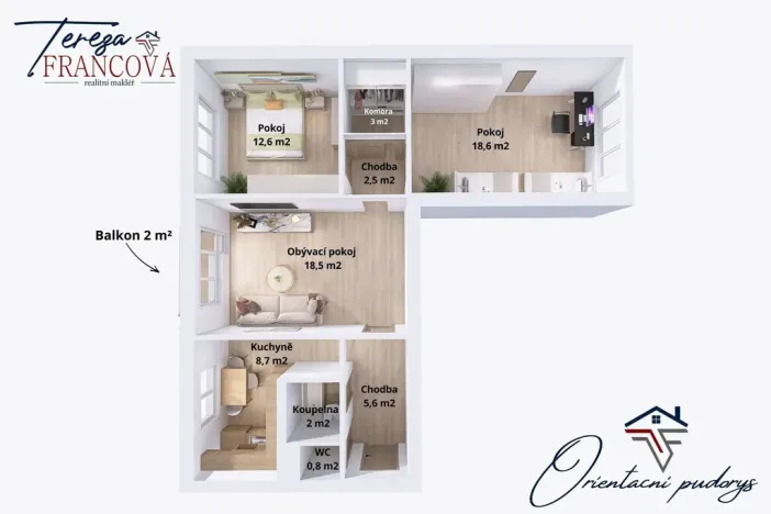 Prodej bytu 3+1, Olomouc, Karafiátová, 79 m2