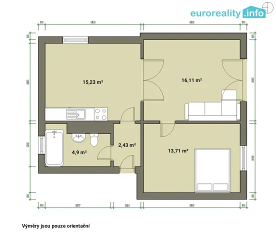 Prodej bytu 2+1, Horní Slavkov, Poštovní, 51 m2