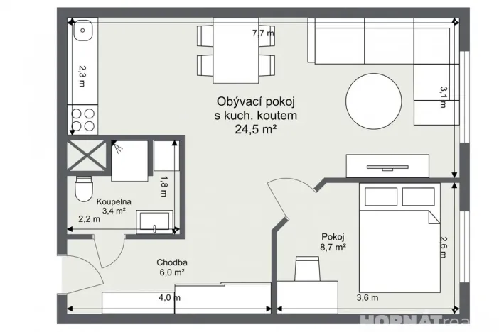 Prodej bytu 2+kk, Hostivice, Kmochova, 47 m2