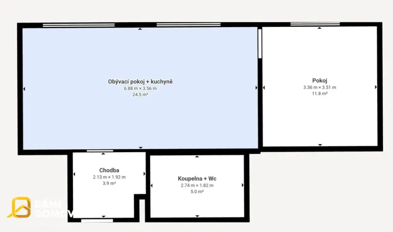 Pronájem bytu 2+kk, Otrokovice, Školní, 49 m2