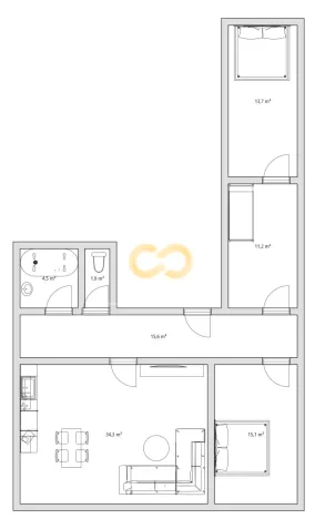 Pronájem bytu 3+kk, Písek - Vnitřní Město, Alšovo nám., 96 m2