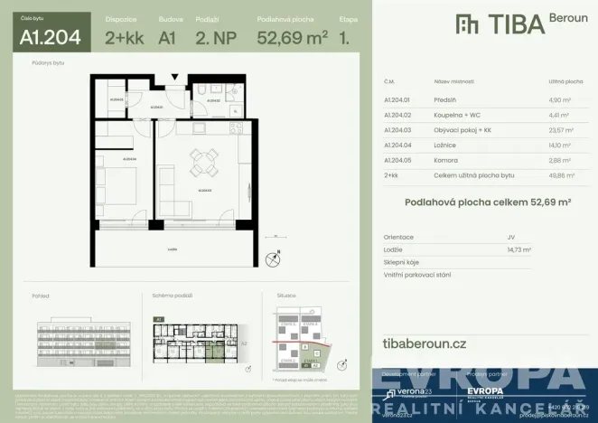 Prodej bytu 2+kk, Beroun, 53 m2