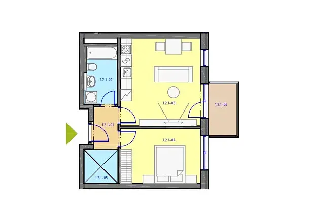 Pronájem bytu 2+kk, Brno, Košinova, 44 m2