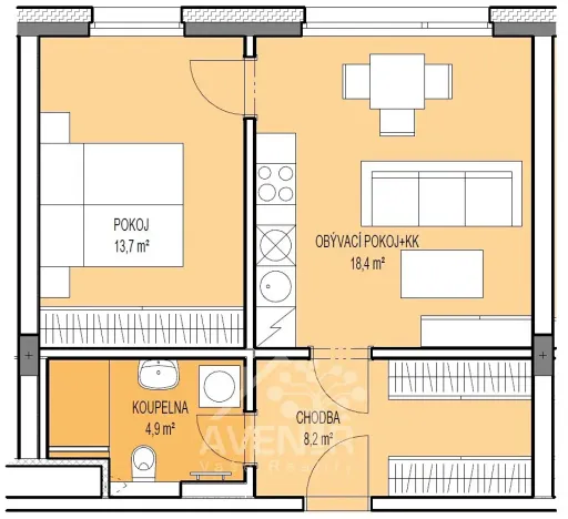 Pronájem bytu 2+kk, Liberec, U Nisy, 48 m2
