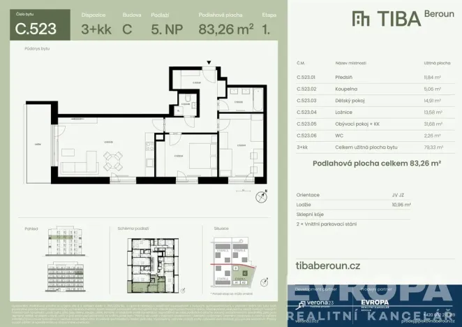 Prodej bytu 3+kk, Beroun, 83 m2