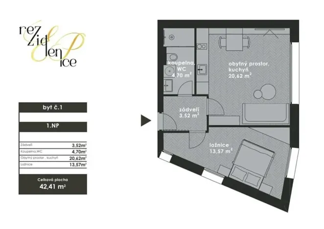 Prodej bytu 2+kk, Brno - Bohunice, Elišky Přemyslovny, 42 m2