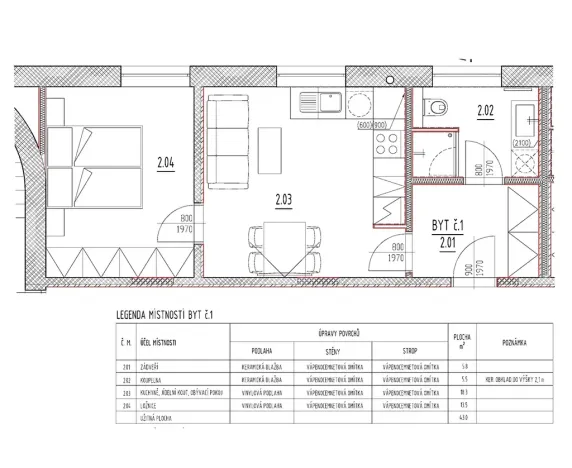 Pronájem bytu 2+kk, Písek, Pražská, 43 m2