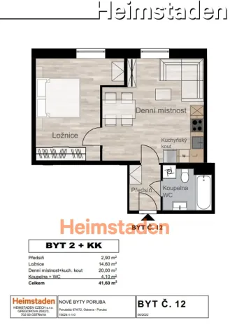 Pronájem bytu 2+kk, Ostrava - Poruba, Porubská, 41 m2