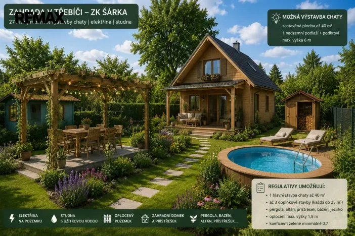 Prodej zahrady, Třebíč, 276 m2