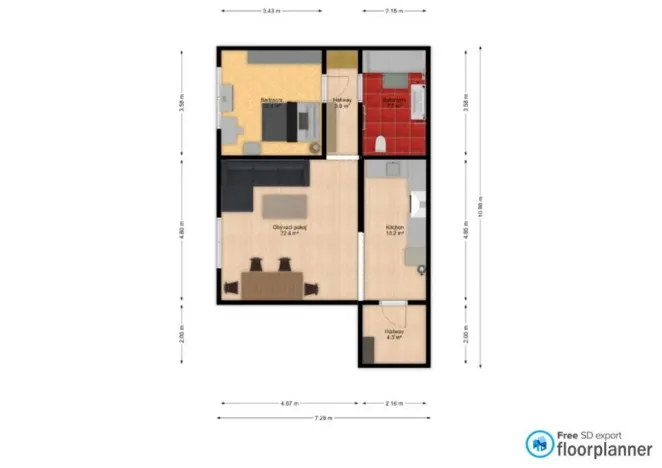 Pronájem bytu 2+kk, Praha - Michle, Počátecká, 53 m2