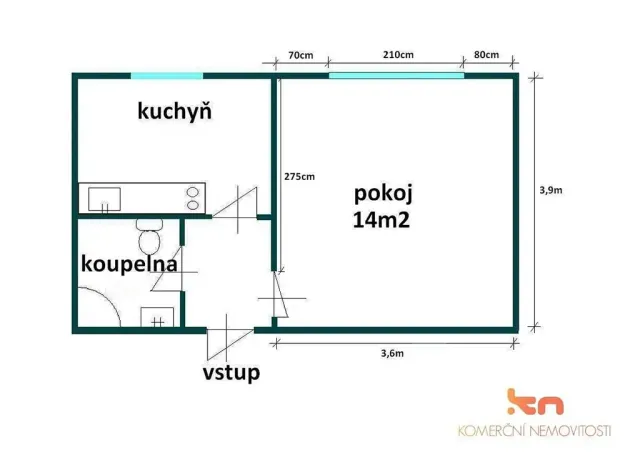 Pronájem bytu 1+1, Brno, Polní, 30 m2