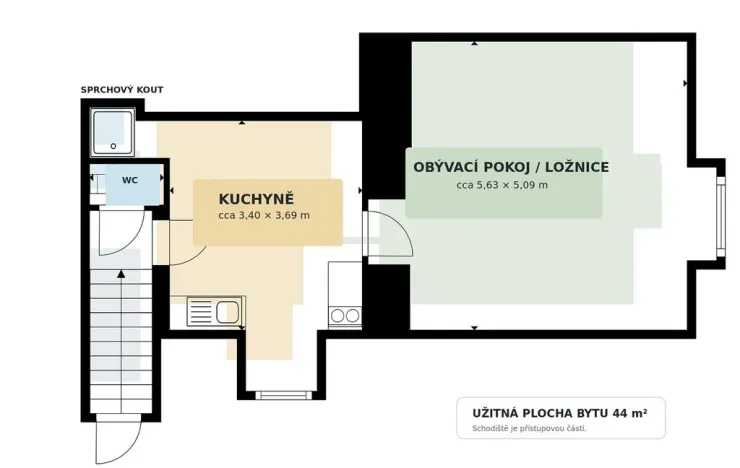 Pronájem bytu 1+1, Praha - Malá Strana, Šporkova, 44 m2