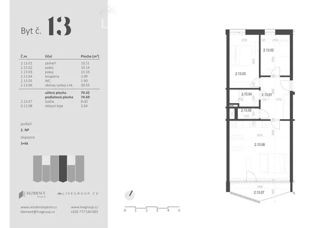 Prodej bytu 3+kk, Zbýšov, čtvrť Padělky, 74 m2