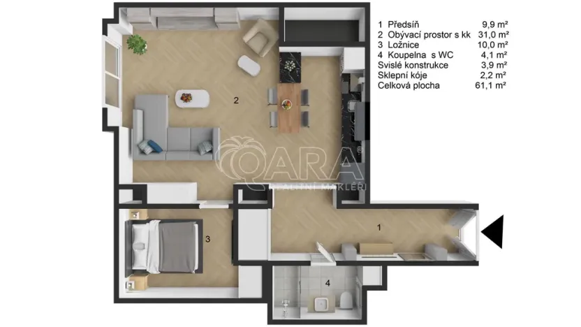 Prodej bytu 2+kk, Praha - Nové Město, Dlážděná, 61 m2