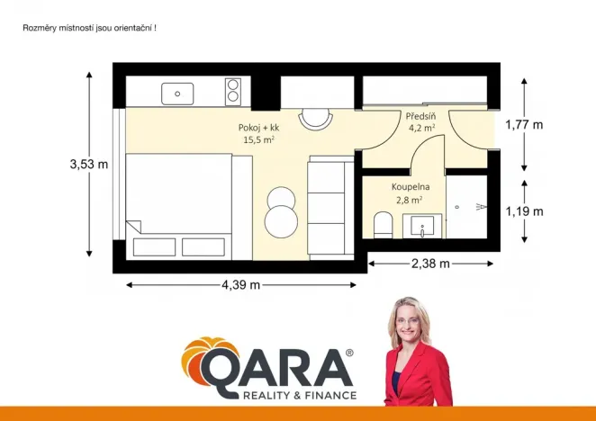 Prodej bytu 1+kk, Brno - Zábrdovice, Bratislavská, 23 m2