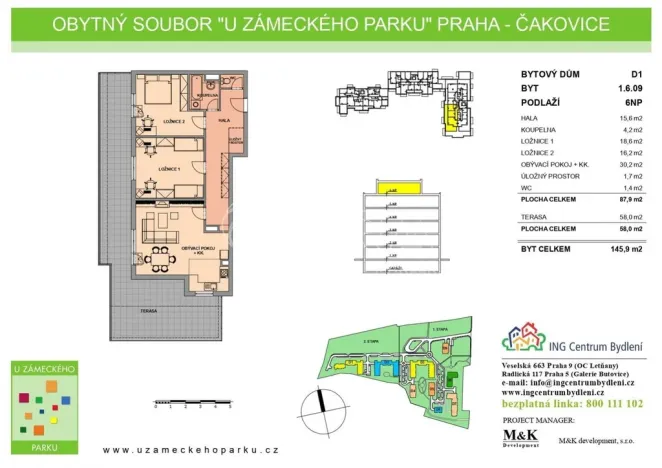 Pronájem bytu 3+kk, Praha - Čakovice, Blachutova, 88 m2