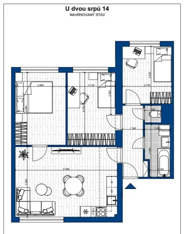 Prodej bytu 4+kk, Praha - Smíchov, U dvou srpů, 64 m2